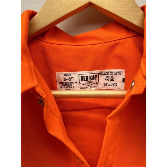 Red Kap Work Shirt Construction Orange 2 Pocket LS Mens Large Industrial Uniform - Picture 2 of 7